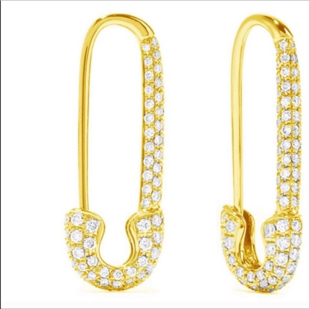 CZ Safety Pin Cartilage Sterling Silver Earrings